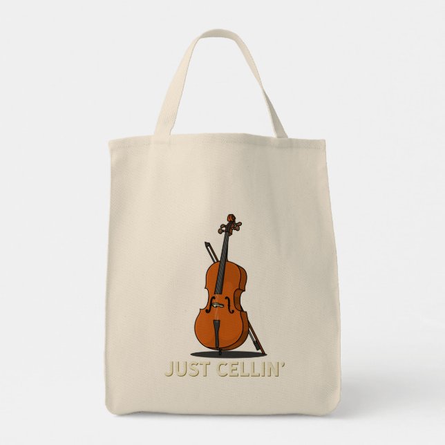 Just Cellin Cello Gag Novelty Tote Bag (Back)