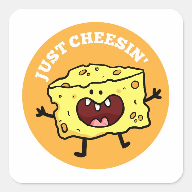 Just Cheesin' Cute Cheese Pun Sticker (Front)
