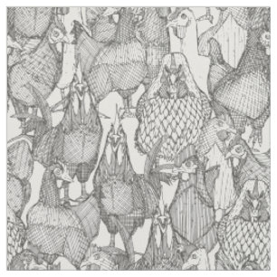 just chickens graphite white fabric