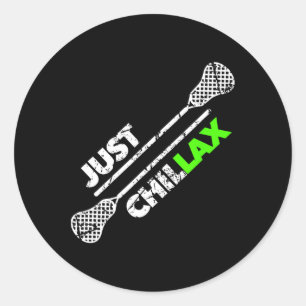 Just Chillax Chill Lax Lacrosse Stick Green Classic Round Sticker