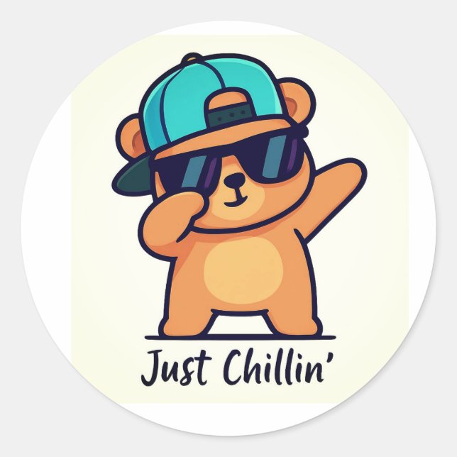 Just Chillin' - Cool Dab Bear  Classic Round Sticker (Front)
