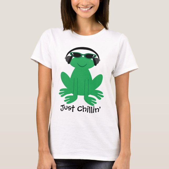 Just Chillin' Frog With Headphones & Shades T-Shirt (Front)