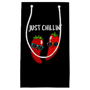 Just Chillin Funny Chilli Peppers Pun Dark BG Small Gift Bag