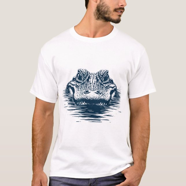Just Chillin Gator  Minimal Alligator Eyes Above  T-Shirt (Front)