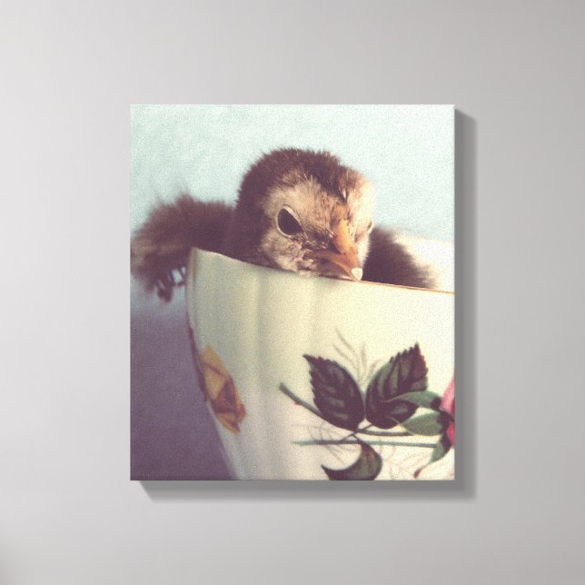 Just Chillin Here in This Teacup in Sepia Canvas Print (Front)