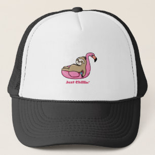 JUST CHILLIN' - Lazy Sloth & Pink Flamingo Trucker Hat
