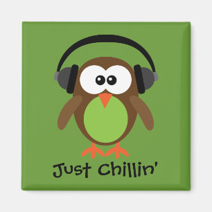 Just Chillin Owl With Headphones Magnet