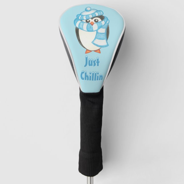 Just Chillin Penguin Golf Club Cover (Front)