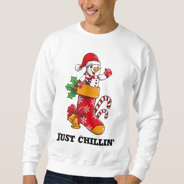 Just Chillin Personalised Christmas Snowman Sweatshirt (Front)