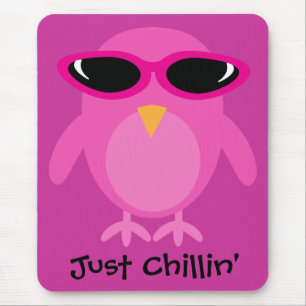 Just Chillin' Pink Owl With Sunglasses Mouse Mat