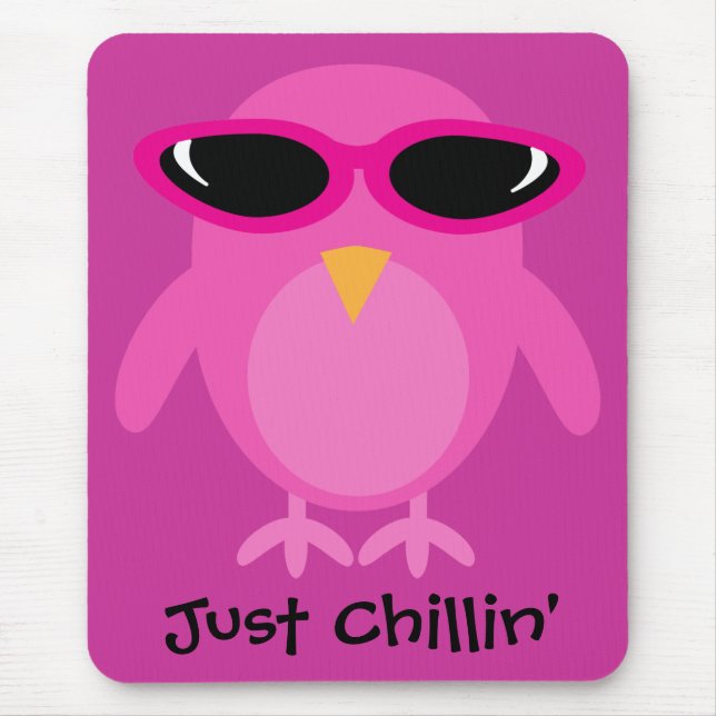 Just Chillin' Pink Owl With Sunglasses Mouse Mat (Front)