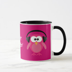 Just Chillin' Pink Owls With Headphones Mug