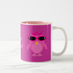 Just Chillin' Pink Princess Owls With Sunglasses Two-Tone Coffee Mug