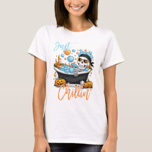 Just Chillin Skeleton Funny Halloween T-shirt 