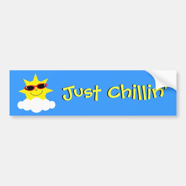 Just Chillin' Sun With Sunglasses Bumper Sticker (Front)