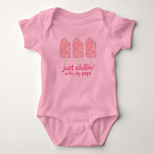 Just Chillin' With My Pops Pink Popsicle Grandpa Baby Bodysuit