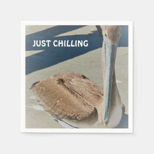 JUST CHILLING Fun Pelican in the Sun Photo Napkin