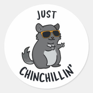 Just Chin-Chillin Funny Chinchilla Pun Classic Round Sticker