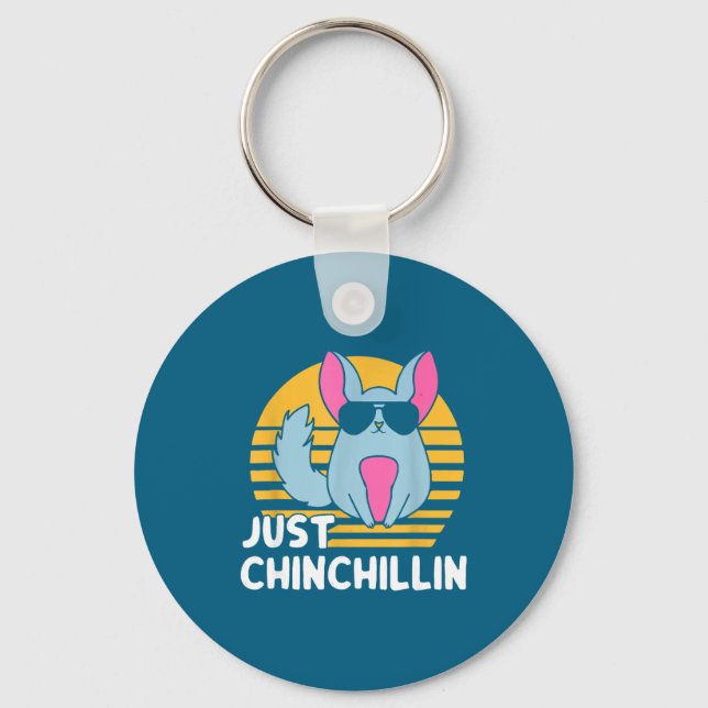 Just Chinchillin Pet Lover Animal Vintage  Key Ring (Front)