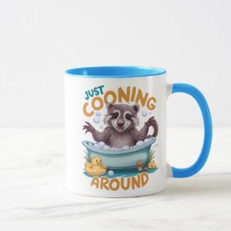 Just Cooning, Playful Racoon Bath time Adventure Mug