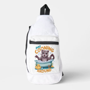 Just Cooning, Playful Racoon Bath time Adventure Sling Bag