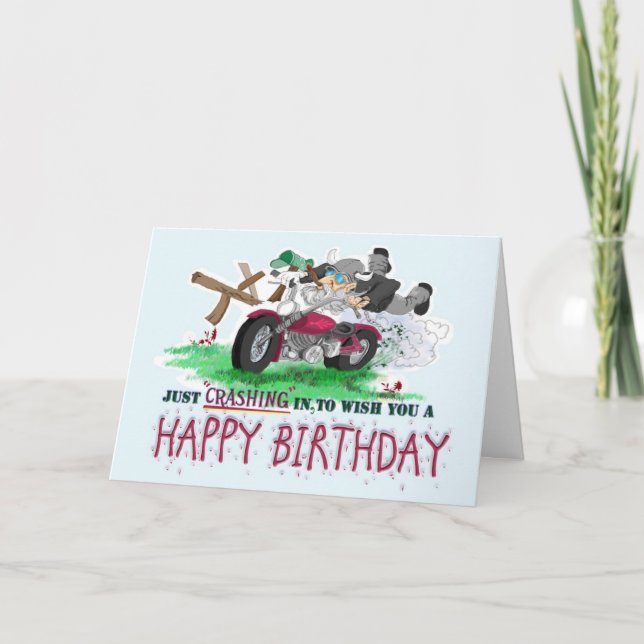 Just Crashing in to wish you a Happy Birthday! Card (Front)