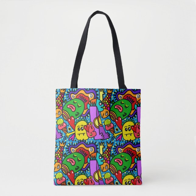 Just Crazy Colourful All-Over-Print Tote Bag (Front)