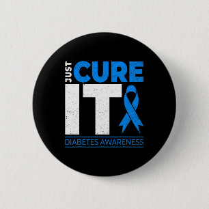 Just Cure It Diabetes Awareness Blue Ribbon Diabet 6 Cm Round Badge
