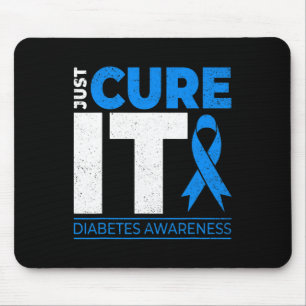 Just Cure It Diabetes Awareness Blue Ribbon Diabet Mouse Mat