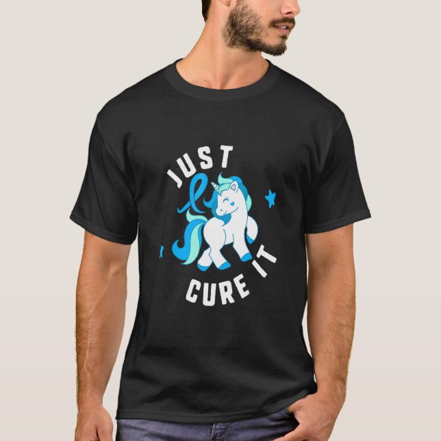 Just Cure It Diabetes T1 Awareness Cute Unicorn Wh T-Shirt (Front)