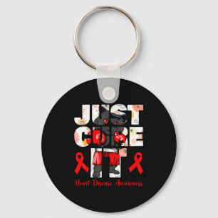 Just Cure It Heart Disease Black Cat Boxing With R Key Ring