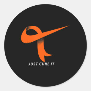 Just Cure It Orange Ribbon Leukaemia Awareness  Classic Round Sticker