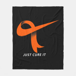 Just Cure It Orange Ribbon Leukaemia Awareness Fleece Blanket