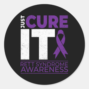 Just Cure It Rett Syndrome Awareness Purple Ribbon Classic Round Sticker