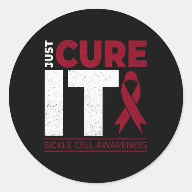 Just Cure It Sickle Cell Anaemia Scd Awareness Rib Classic Round Sticker (Front)