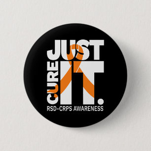 Just Cure Rsd Crps Awareness Ribbon White Text 6 Cm Round Badge