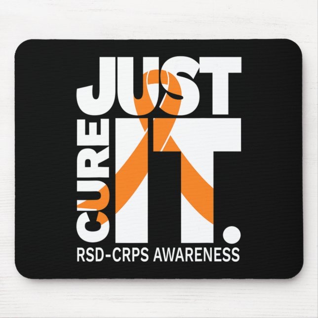 Just Cure RSD CRPS Awareness  Ribbon white text  Mouse Mat (Front)