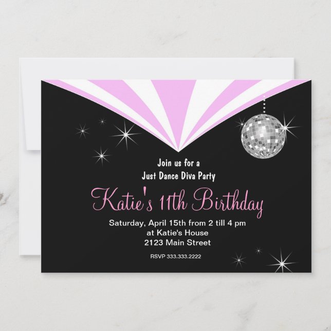 Just dance disco Diva party Invitation (Front)