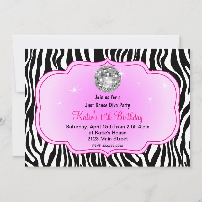 Just dance disco Diva party Invitation (Front)