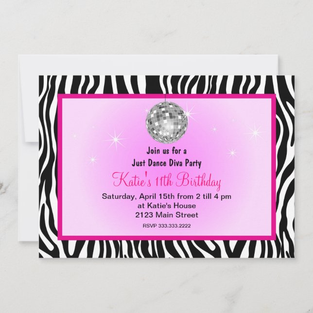 Just dance disco Diva party Invitation (Front)