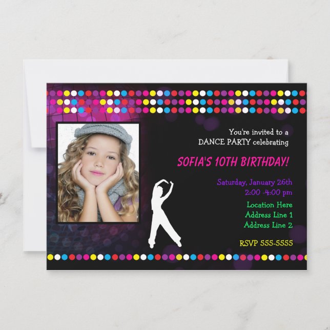 Just Dance Party Disco Ball Photo Party Invitation (Front)