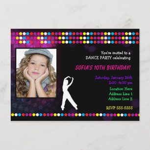 Just Dance Party Disco Ball Photo Party Invitation