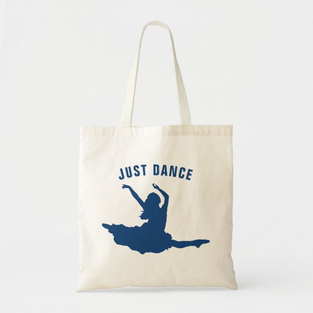 Just Dance text-Blue Dancer Silhouette Tote Bag (Front)