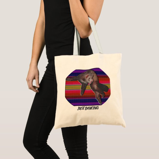 Just Dancing Ferret Colourful Stripes Tote Bag (Front (Product))