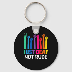 Just Deaf Not Rude Deaf Awareness Yellow Ribbon As Key Ring