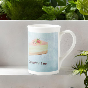 Just Desserts with Monogram in Soft Watercolors Bone China Mug