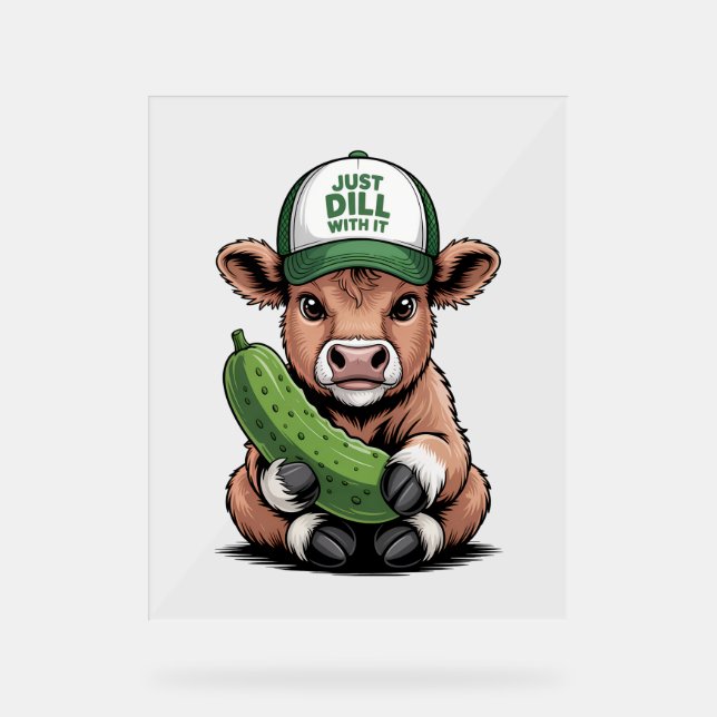 Just Dill with It Cow , Funny Pickle Acrylic Sign (Front)