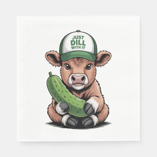 Just Dill with It Cow , Funny Pickle Napkin (Front)