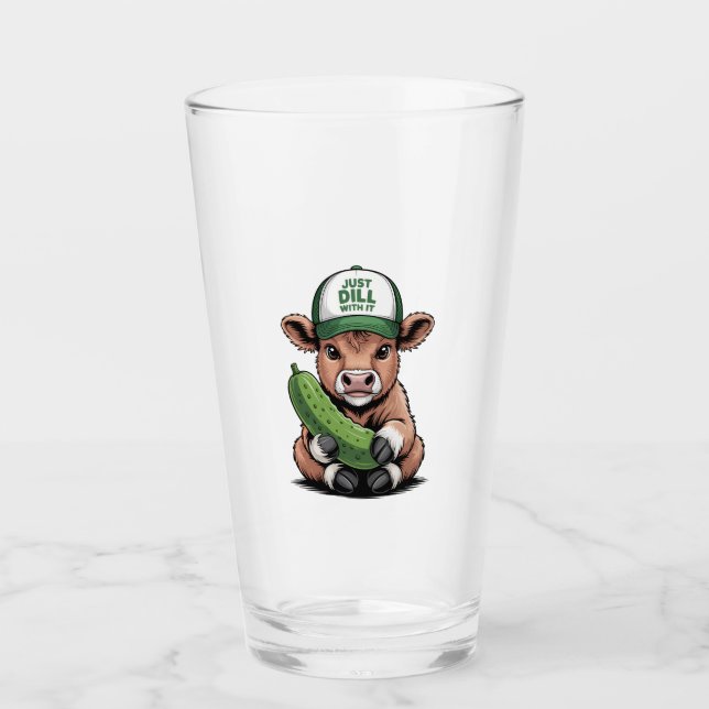 Just Dill with It Cow PNG, Funny Pickle Glass (Front)