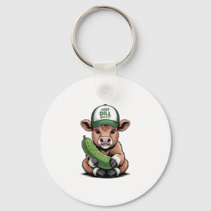 Just Dill with It Cow PNG, Funny Pickle Key Ring